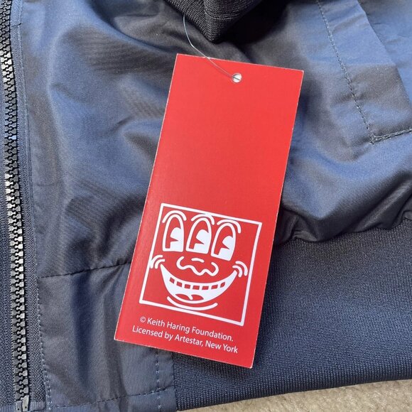 [L] KEITH HARING x MEMBERS ONLY Pyramid Heart Dance Artwork Bomber Jacket Black - Picture 8 of 10
